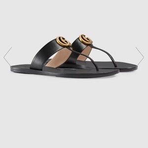 Authentic Gucci GG Black Marmont Thong Sandal